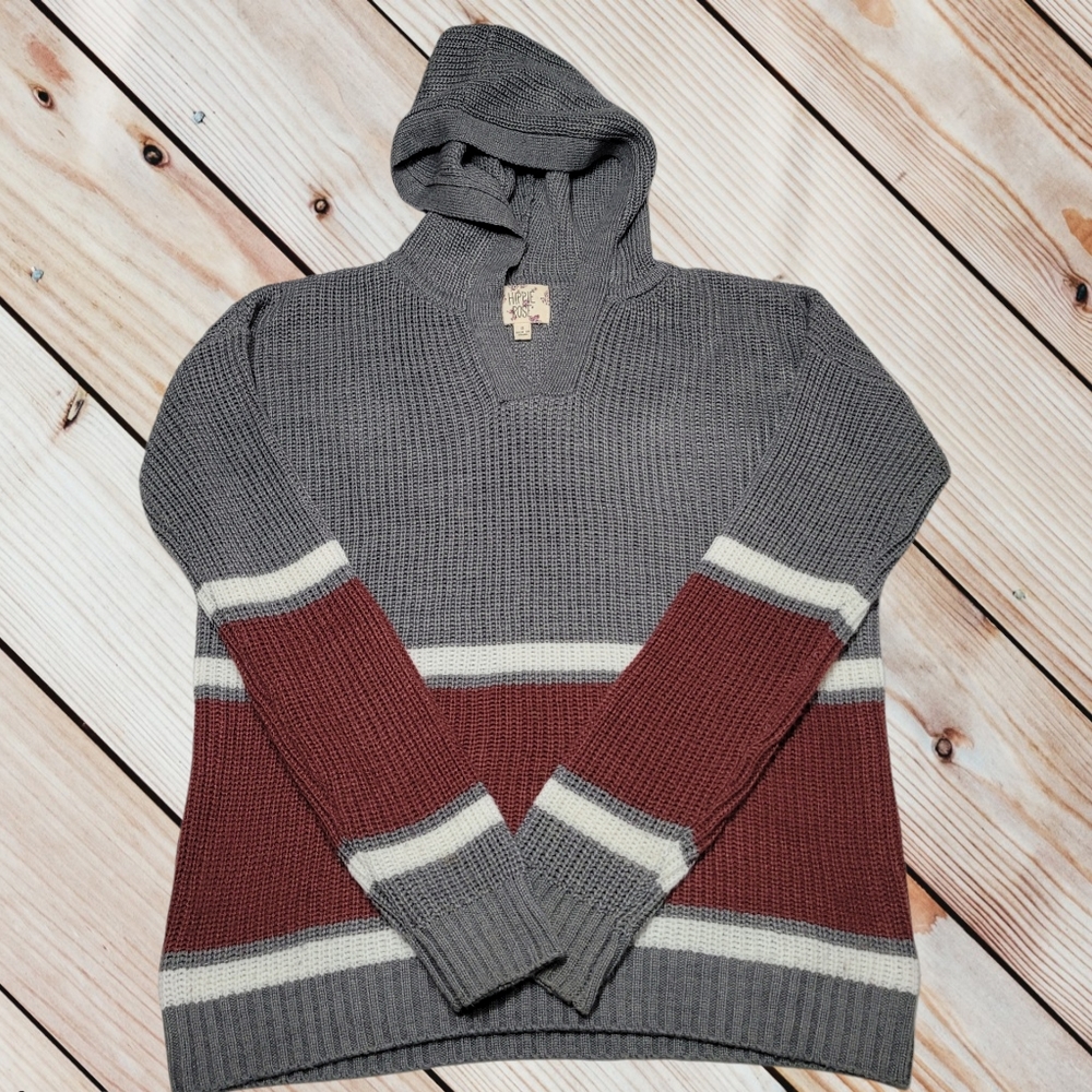 Hippie Rose Hooded Sweater Sz Small